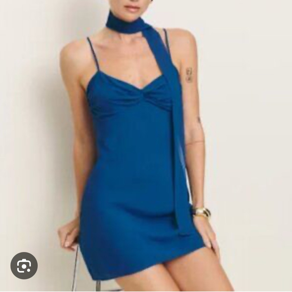 Reformation Iryna Pacific Ocean Blue Mini Dress. Brand New.